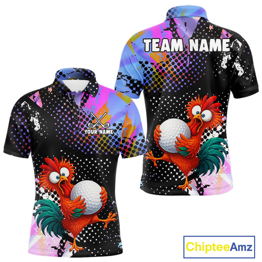 Custom Team Name Crazy Rooster Golf Polo Shirt Personalized Men Performance Golf Jersey