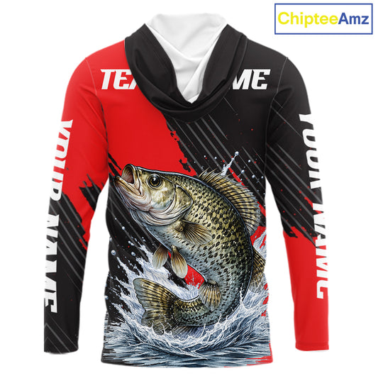 Crappie Fishing Long Sleeve Hooded Tournament Shirts, Personalized Crappie Fishing Jerseys NHT586