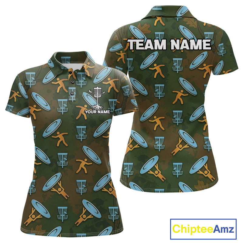 Disc Golf Polo Shirt Personalized Name Camouflage Golf Shirt Custom Disc Golfer Polo Gift For Womens
