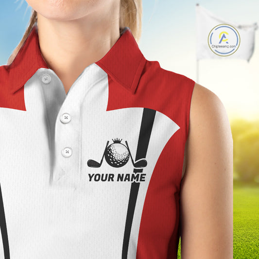 Personalized Canada Flag Sleeveless Womens Golf Shirts Golf Polo Shirts For Women Patriotic Golf Tops NHT734