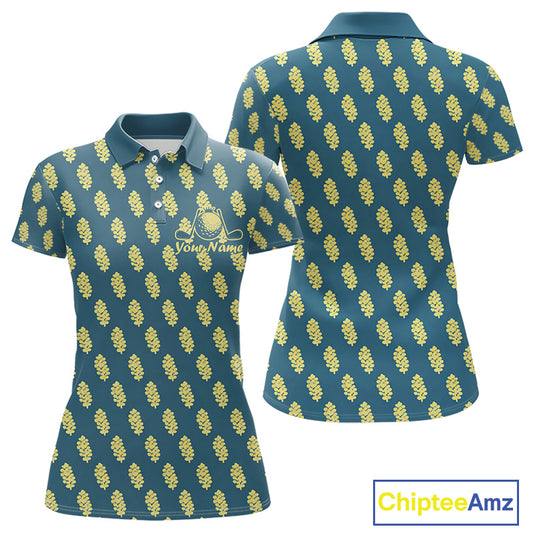 Teal Golf Polo Shirt With Flower Pattern – Lightweight Performance Polo For Womens NHT782