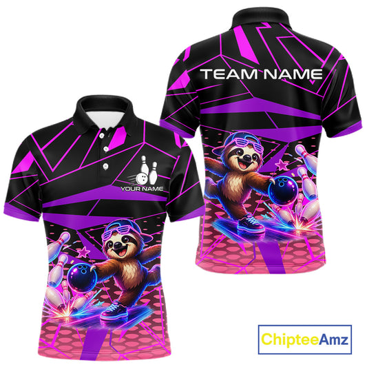 Custom Neon Sloth Bowling Jersey for Men | Personalized Team Polo