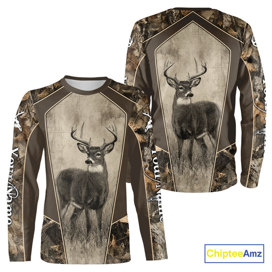 Whitetail Deer Hunting Season Shirt 3D Buck Design Custom Hunting Gift, Deer Hunting Shirt NHT331