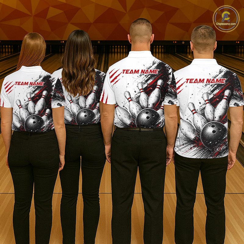 Men's Personalized Skull Bowling Tournament Shirt & Quarter Zip – Custom Name Team Jersey NHT1214