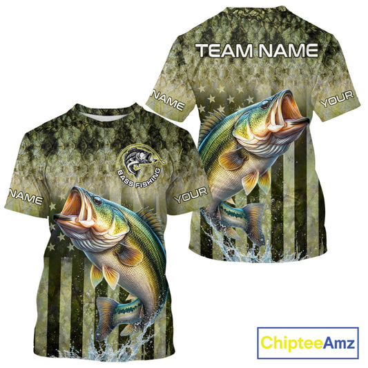 Custom Bass Shirt 3D Personalized Team Name Fishing T - Shirt UV Protection Fishing Jersey