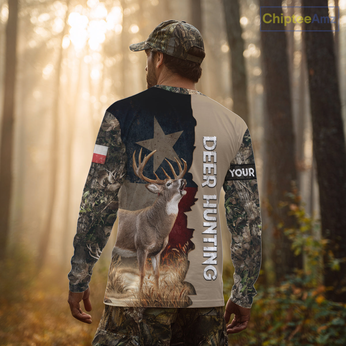 Season Deer Hunting Shirt Texas Flag 3D Custom Name Whitetail Deer Clothes For Hunters NHT93