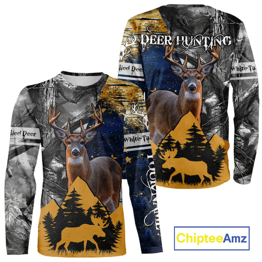WhiteTails Deer Hunting Alaska Flag with Custom Name, Camo Gray Camouflage Details NHT09