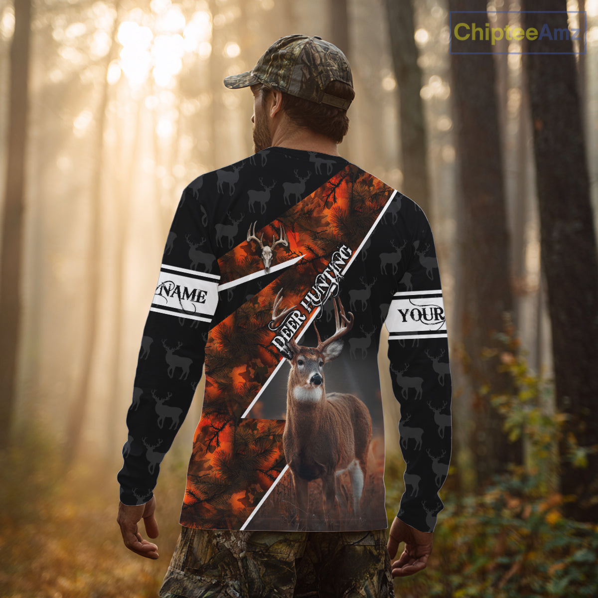 Best Whitetail Deer Hunting Shirt Custom Name Black Orange Camo Gift For Hunters Hunting Gift NHT53