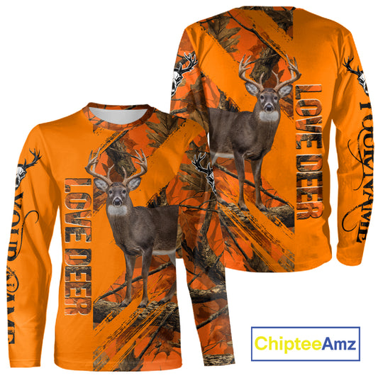 Deer Hunting 3D Orange Camo Shirt Custom Name Perfect Gift for Hunters NHT13