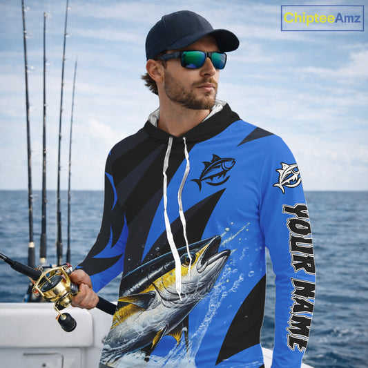 Tuna Saltwater Fishing Jerseys, Tuna Fishing Performance Hooded Fishing Shirts Long Sleeve NHT582