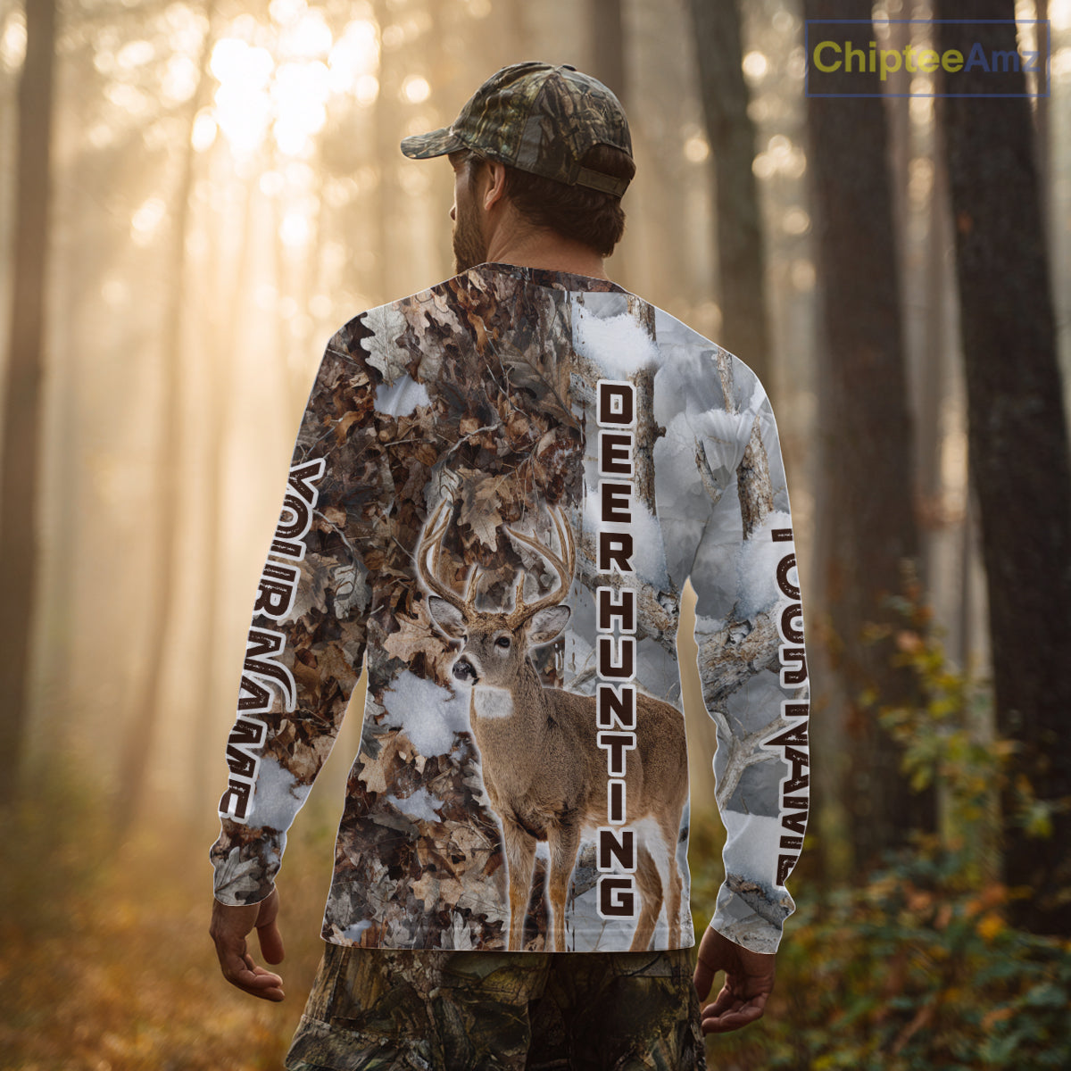 Best Deer Hunting Shirt With Whitetail Deer Winter Camo, Custom Name Deer Hunting Clothes NHT245