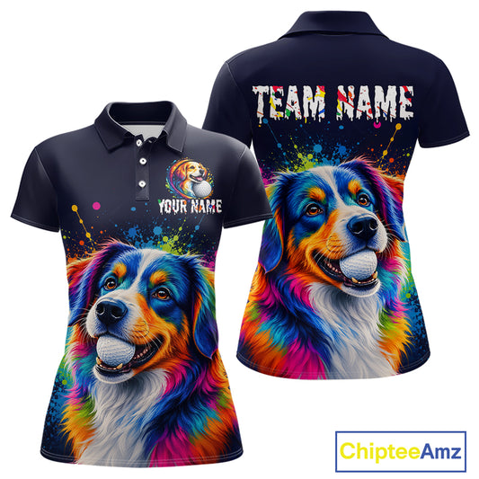 Personalized Australian Shepherd Womens Golf Polo Shirt - Custom Dog Lover Team Name Jersey