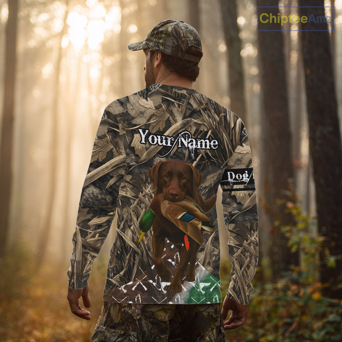 Duck Hunting with Chocolate Labrador Retriever All Over Printed Shirts, Lab Hunting Shirt NHT244