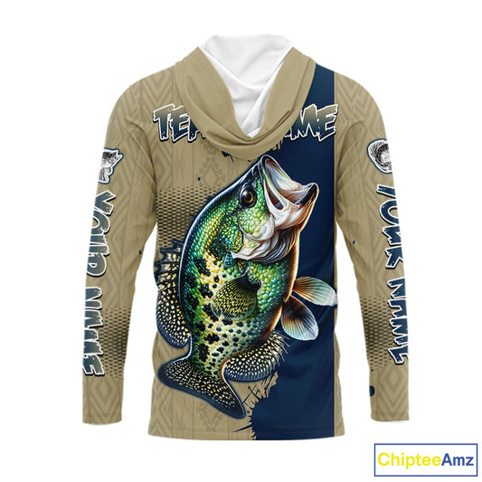 Personalized Crappie Hooded Fishing Shirts Long Sleeve For Men, Crappie Fishing Jerseys NHT510