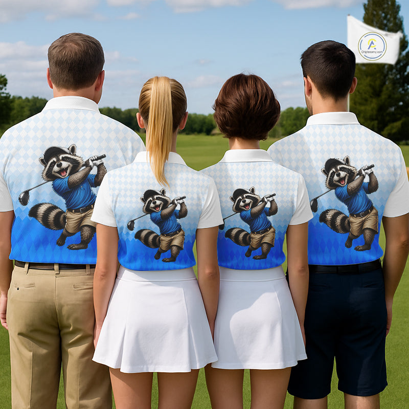 Funny Raccoon Golf Polo Shirt Personalized Name Custom Golf Shirt Golfer Gift For Mens NBT887