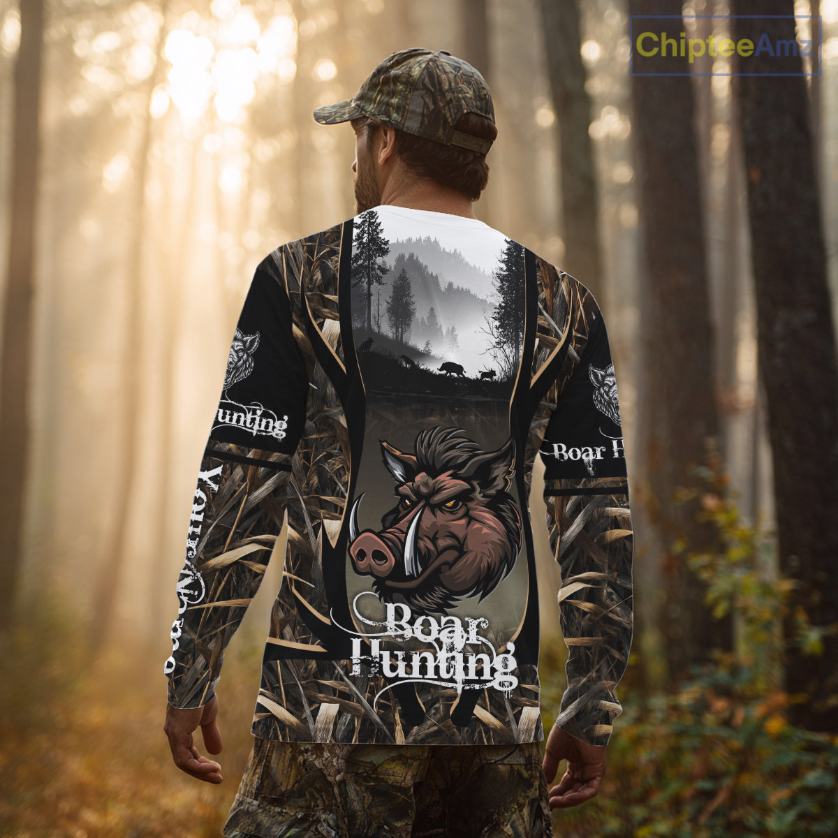 Personalized Wild Boar Hunting Camo 3D Print Custom Name Shirts, Hunting Gifts NBT195