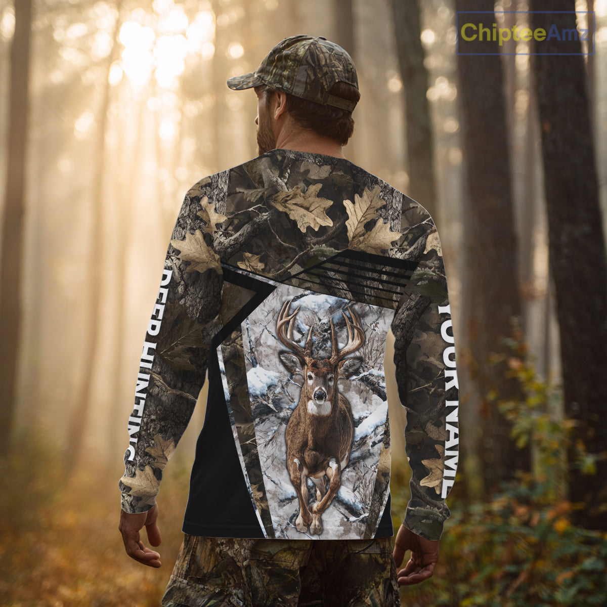 Personalized Whitetail Deer Hunting Camo 3D Print Custom Name Shirts, Hunting Camo Hoodie NBT313