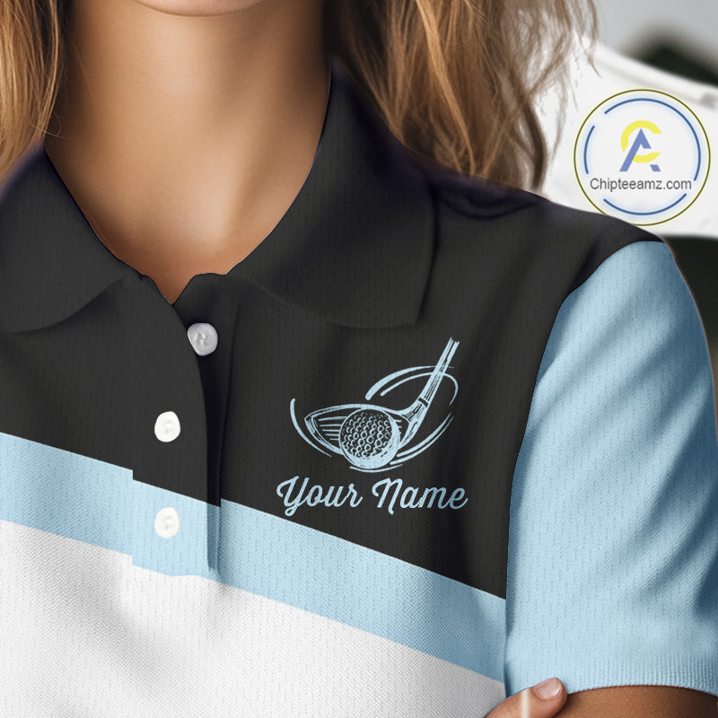 Leopard Womens Golf Polo Shirt Custom Blue Leopard Pattern Team Golf Tops, Golf Gifts NBT591