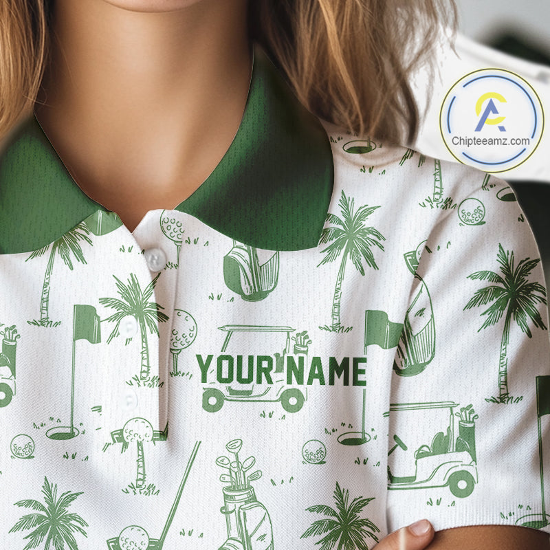Green Womens Golf Polo Shirts, Funny Golf Icons Athetic Shirt, Golf Gifts For Men NBT481
