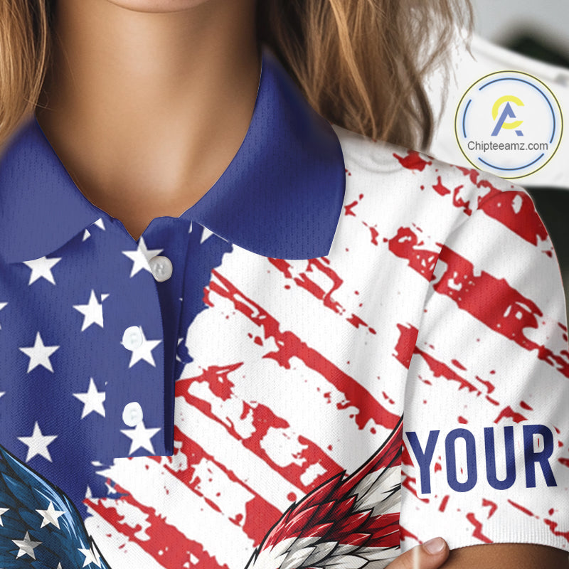 Polo shirt with American flag design and 'Your Name' text