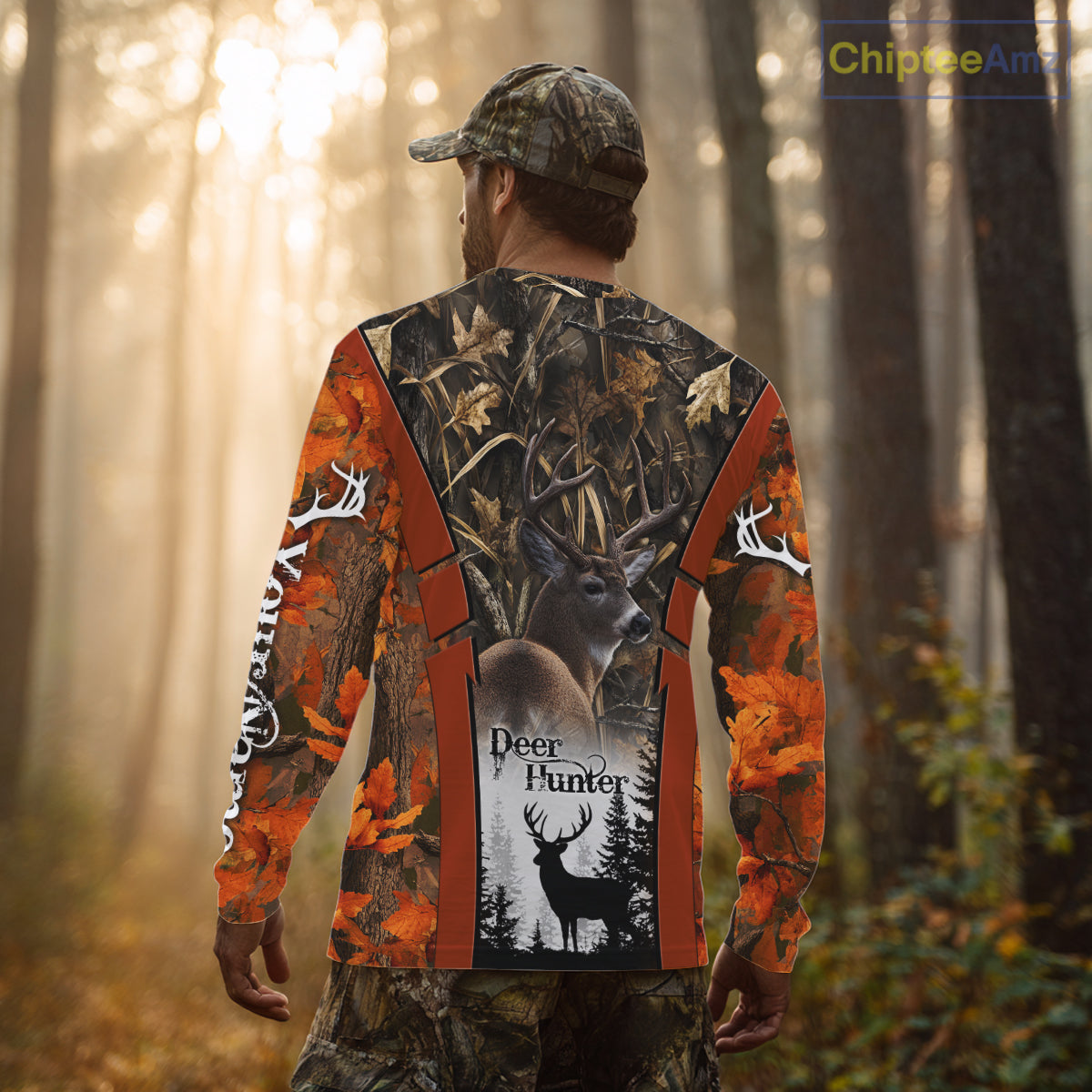 Customized Name Whitetail Deer Hunting Orange Camo Hoodie 3D Shirt, Gift for Hunters NBT297