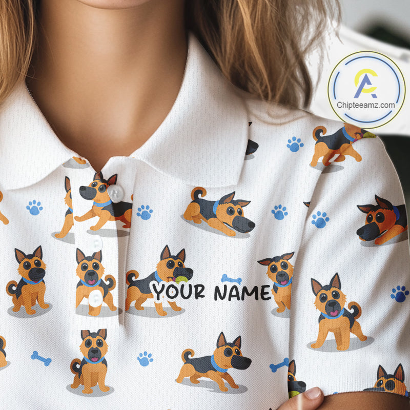 Womens Golf Polo Shirt Custom Funny German Shepherd Dog Team Womens Golf Top, Dog Lover Gift NBT541