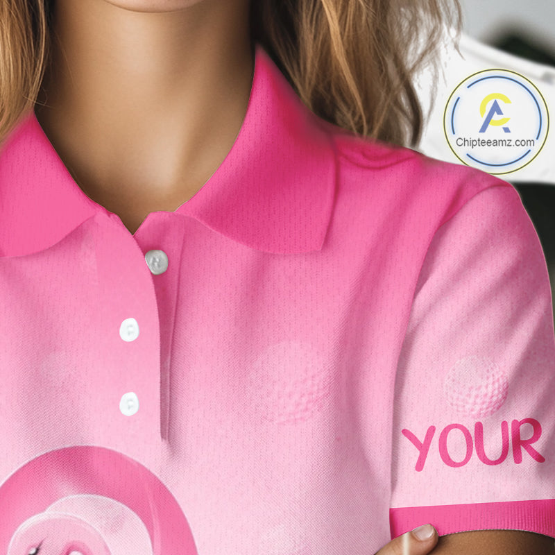 Pink Breast Cancer Golf Shirt, Funny Flamingo Cancer Awareness Womens Golf Polo Shirt, Golf Gifts NBT781