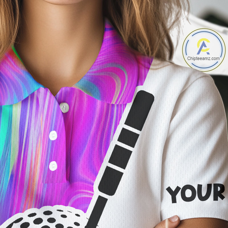 Hologram Golf Pattern Womens Polo Golf Shirts Custom Golf Team Shirts Golfer Outfit, Golf Gifts NBT699