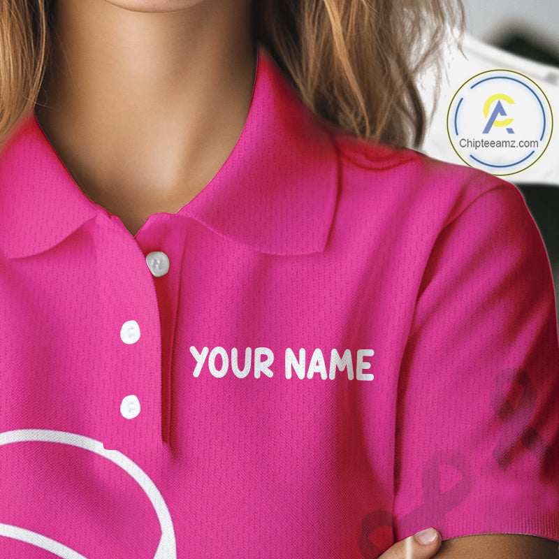 Breast Cancer Pink Ribbon Womens Golf Polo Shirts Custom Golf Shirts For Ladies Golfing Gifts NBT703