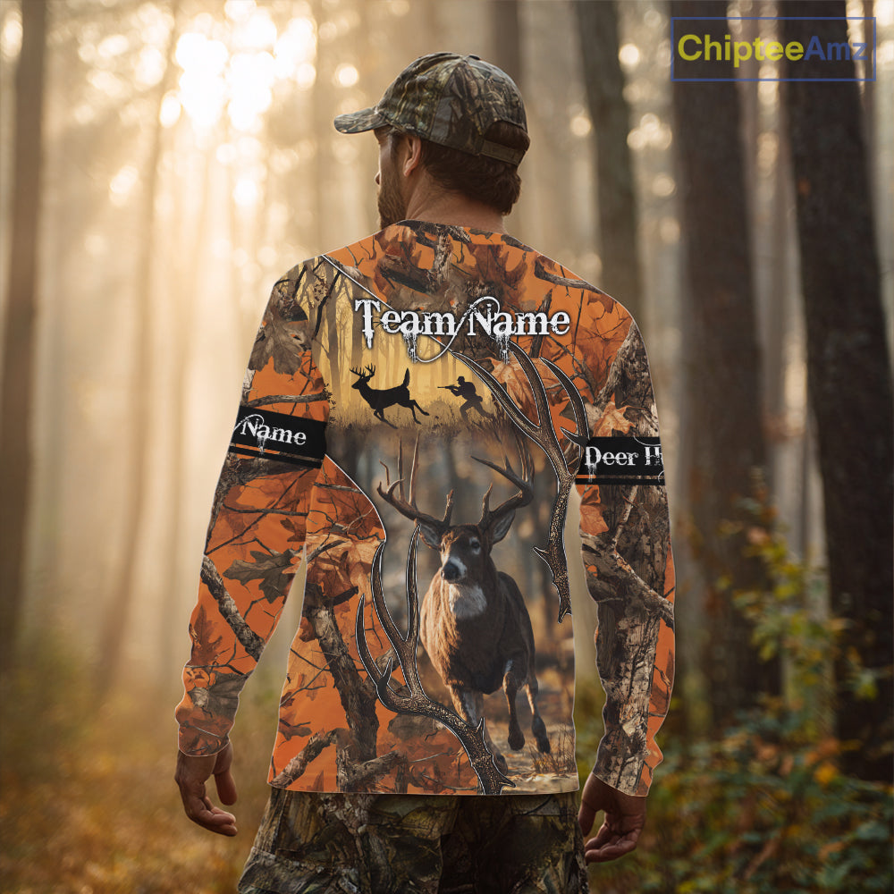 Fall Season Orange Camo Whitetail Deer Hunting Shirt - Hunting Clothes for Men, Deer Hunting Gifts NBT31