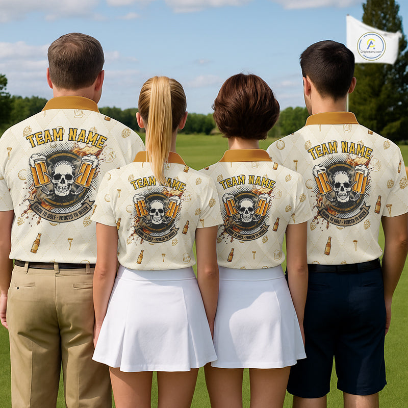 Mens Golf Polos Shirts Custom Born To Golf Forced To Work, Argyle Beer Pattern Golf Team Shirt NBT753
