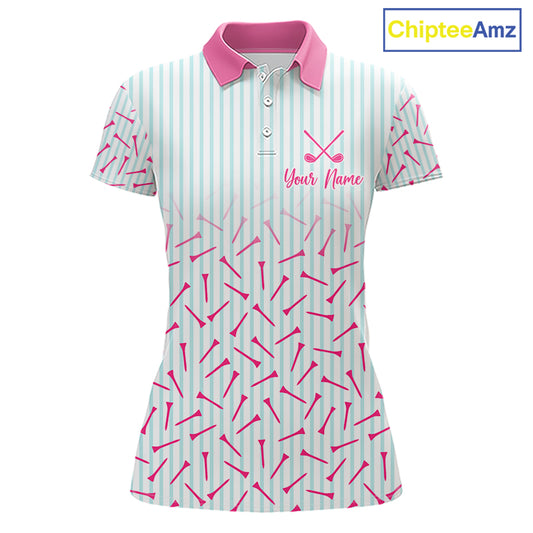 front view of personalized family golf polo shirt with custom name