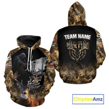 Load image into Gallery viewer, Brown Camo Grim Reaper Whitetail Deer Hunting Shirt – Bow Hunting Apparel for Men, Hunter Gifts NBT28
