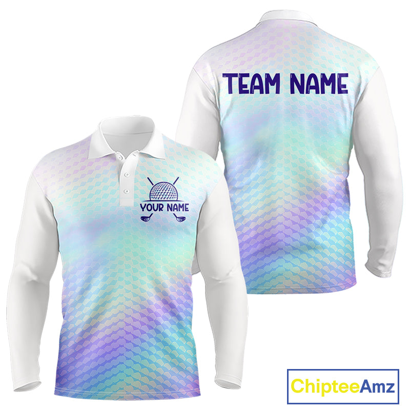 Hologram Mens Polo Golf Shirts Custom Name Golf Shirt For Men, Golf Team Clothes NBT506
