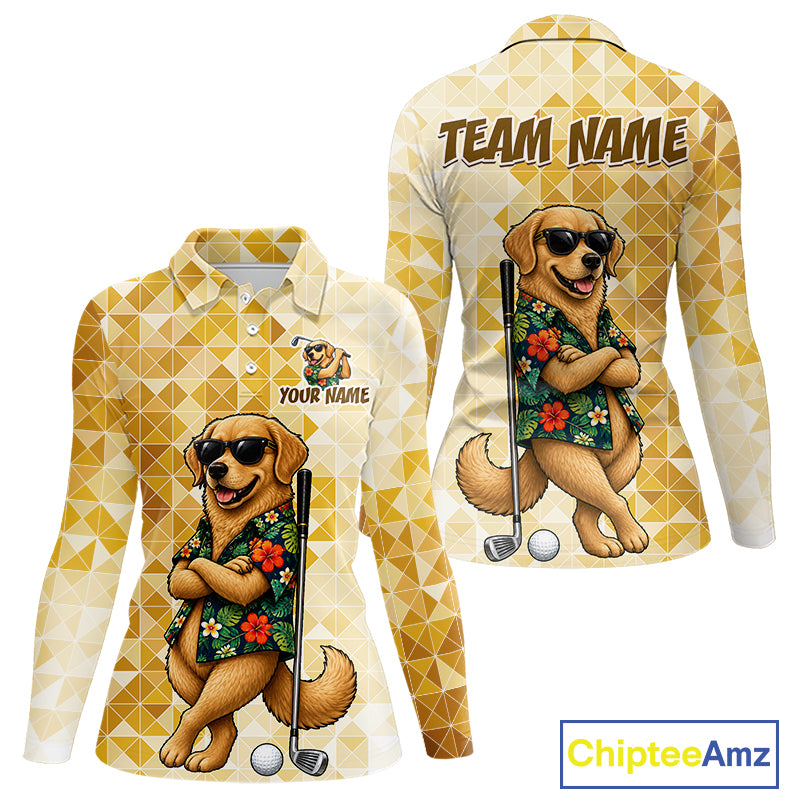 Funny Yellow Labrador Dog Golf Polo Shirt Womens Custom Name Team Golf Shirts, Golf Gifts NBT957
