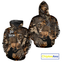 Load image into Gallery viewer, Personalized Whitetail Deer Hunting Brown Camo with Hunter 3D Print Custom Name Shirts, Hunting Gift NBT269