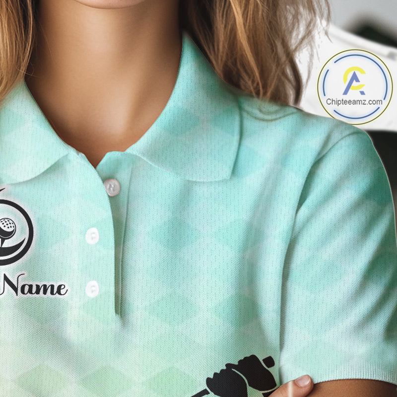 Womens Golf Polo Shirt Colorful Argyle Pattern Custom Name And Team Name Golf Shirt, Golfing Gifts NBT559