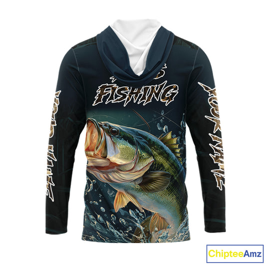 Largemouth Bass Fishing Hood Grass Camo, Bass Fishing Tournament Jerseys NBT362