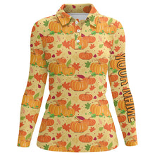 Load image into Gallery viewer, Happy Thanksgiving Day Golf Polo Shirt Orange Pumpkins Falling Leaves Golf Shirts For Women LDT0845