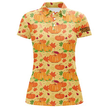 Load image into Gallery viewer, Happy Thanksgiving Day Golf Polo Shirt Orange Pumpkins Falling Leaves Golf Shirts For Women LDT0845