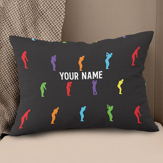 Colorful Golf Swing Custom Throw Pillow Personalized Best Golf Gifts LDT1147