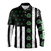 Load image into Gallery viewer, St. Patrick's Day American Flag Mens Golf Polo Shirt Shamrock Clover Patriotic Golf Tops For Men LDT1040