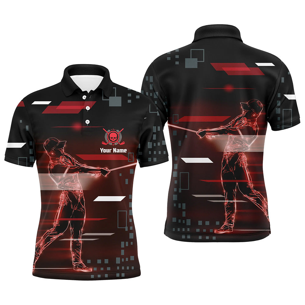 Mens Golf Digital Style Polo Shirt, Modern Skull Polo Shirt, Best Golf Shirts For Men LDT0019