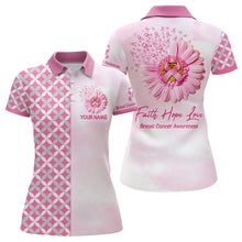 Load image into Gallery viewer, Faith Hope Love Breast Cancer Awareness Golf Tops Custom Pink Flower Golf Shirts For Women LDT0260