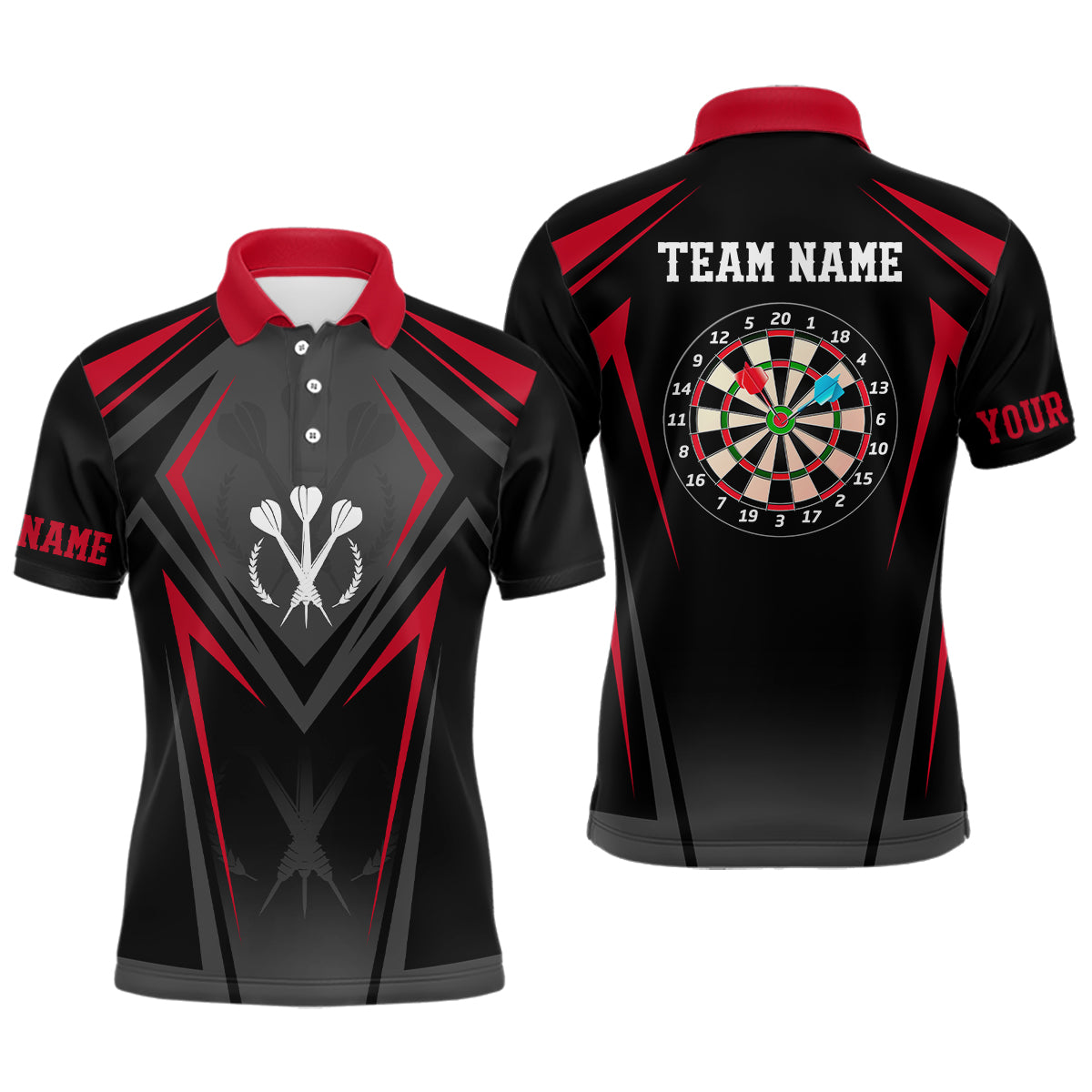 Red Black Sporty Personalized Darts Polo Shirt Custom Men Darts Shirt Cool Dart Jerseys LDT0966