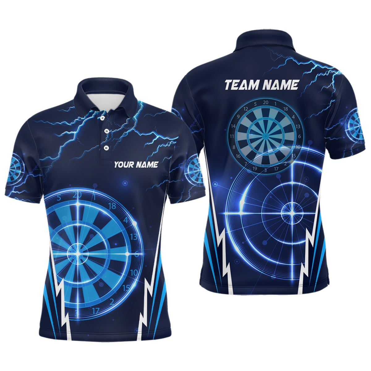 Blue Thunder Lightning Mens Darts Polo Shirt Custom Dart Shirts For Men Dart Jerseys LDT1410