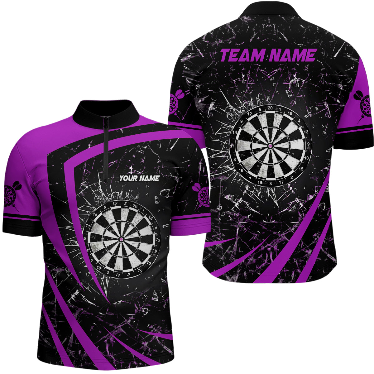 Personalized Purple Glass Break Dart Quarter Zip Shirts Custom Dart Shirts For Men Dart Team Shirts VHM1163