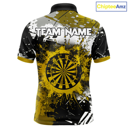 Custom Yellow Grunge Dart Shirt With Pocket Option For Men, Dart Team Jersey TDM5888