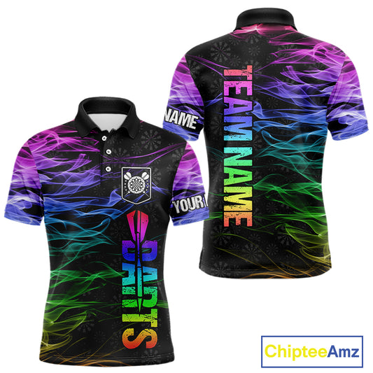 Custom Rainbow Smoke Darts Shirt For Men, Darts Team Jersey Pocket Option TDM3886
