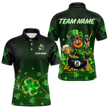 Load image into Gallery viewer, Personalized Funny Green Luckiest Shamrock Men Billiard Shirt Custom St Patrick Day Billiard Jersey TDM3426